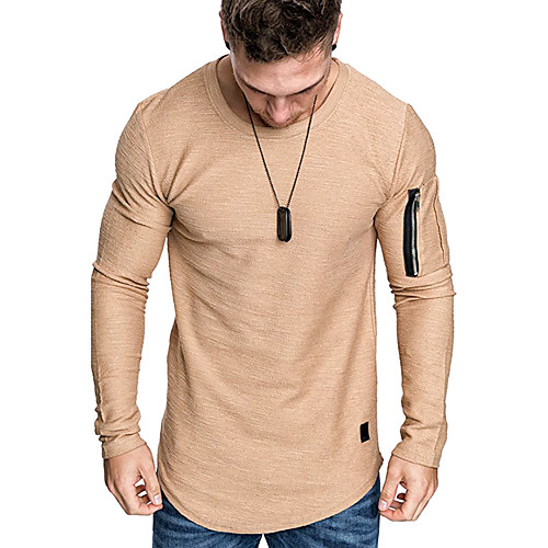 

mens fashion athletic t-shirt crewneck shirts solid color pullover black