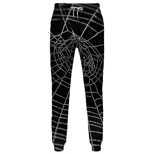 

Men's Punk & Gothic Outdoor Sports Halloween Daily Pants Pants 3D Full Length Drawstring Black