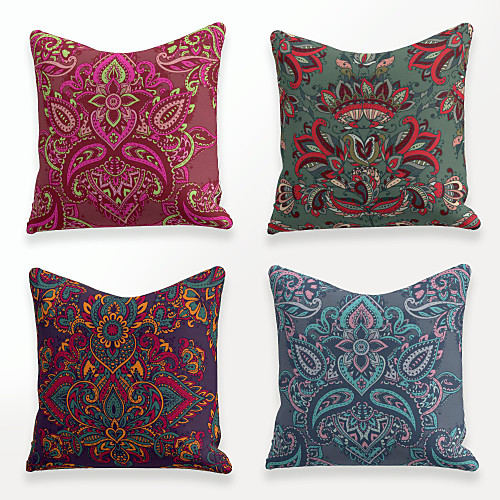 

Cushion Cover 4PCS Linen Soft Decorative Square Throw Pillow Cover Cushion Case Pillowcase for Sofa Bedroom 45 x 45 cm (18 x 18 Inch) Superior Quality Mashine Washable Colorful Floral Print