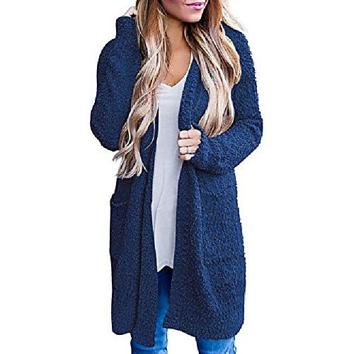 

women's long sleeve sweater cardigan lightweight soft loose open front knitted outwear navy blue m2a68-zanglan-xl