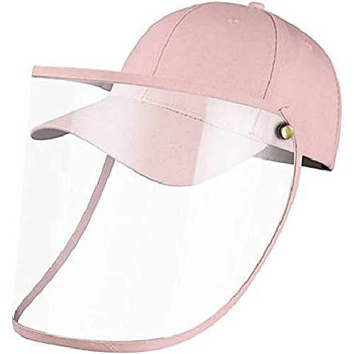 

men women summer adjustable fully protective baseball cap uv protection outdoor fishing detachable sun visor cap (pink)