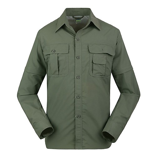 

Men's Hiking Shirt with Pants Long Sleeve Top Bottoms Outdoor Lightweight Breathable Quick Dry Sweat wicking Summer Grey pants Army Green Top Khaki top Hunting Fishing Climbing