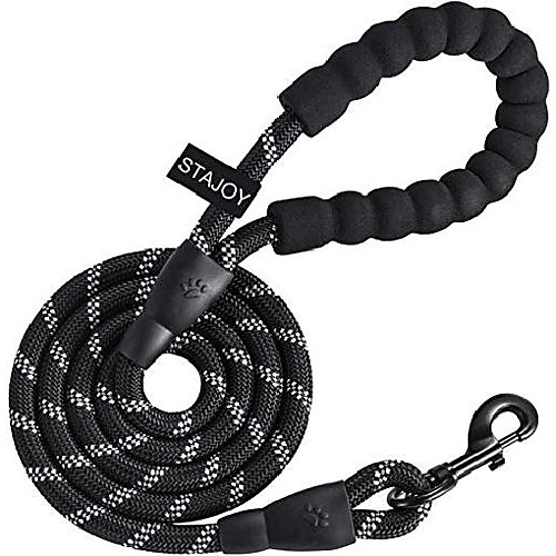 

5ft rope dog lead strong for small medium and large dogs with comfortable padded handle and highly reflective threads
