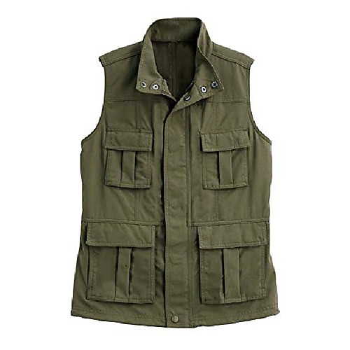 

mens casual cotton button down lightweight solid outdoor fishing hunting photo journalist safari travel vest (x-large, b- army green)
