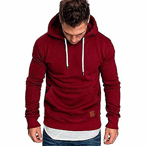 

mens long sleeve autumn winter casual sweatshirt hoodies tops tracksuits pullover red