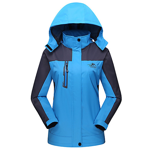 

amiley women's rain jacket waterproof lightweight active outdoor hooded patchwork rainwear jacket raincoat (3xl, blue)