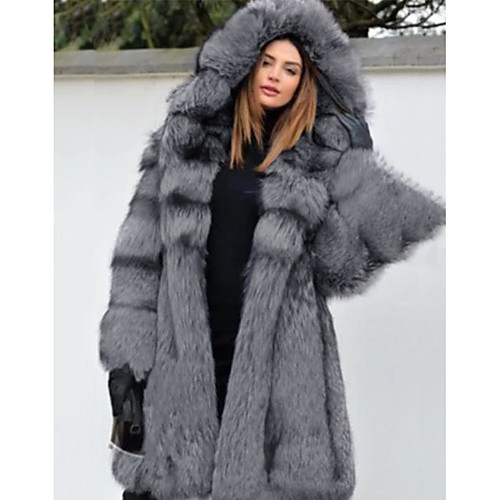 

Long Sleeve Coats Jackets Faux Fur Wedding Special Occasion Women's Wrap With Cap Fur