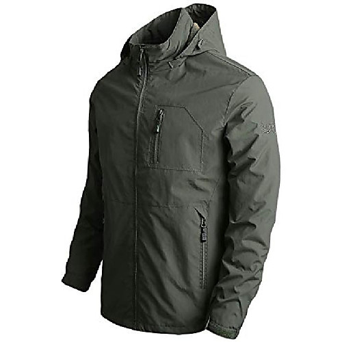 

men's outdoor sports waterproof full zip softshell climbing traveling hooded rain jacket (x-large, army green)