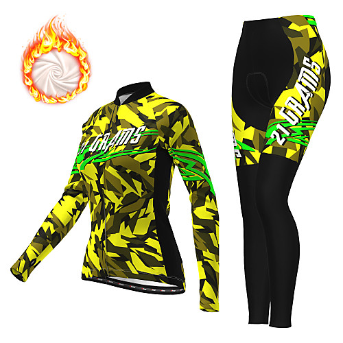 

21Grams Women's Long Sleeve Cycling Jersey with Tights Winter Fleece Black / Yellow Red Blue Bike Thermal Warm Fleece Lining Breathable Warm Quick Dry Sports Graphic Mountain Bike MTB Road Bike