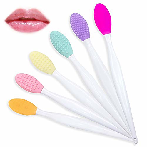 

set of 6 silicone lip brush tool exfoliating lip scrub brush double sided in different colors (a set)