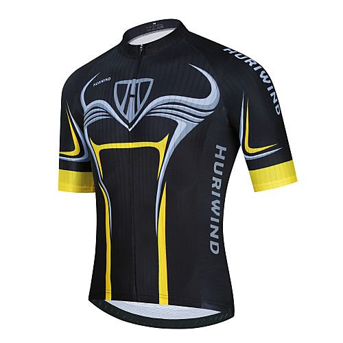 

21Grams Men's Short Sleeve Cycling Jersey Yellow Bike Jersey Top Mountain Bike MTB Road Bike Cycling Breathable Quick Dry Sports Clothing Apparel / Stretchy / Athletic
