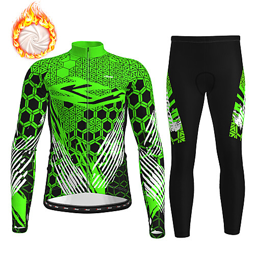 

21Grams Men's Long Sleeve Cycling Jersey with Tights Winter Fleece Black / Yellow Red Blue Bike Fleece Lining Breathable Warm Sports Graphic Mountain Bike MTB Road Bike Cycling Clothing Apparel