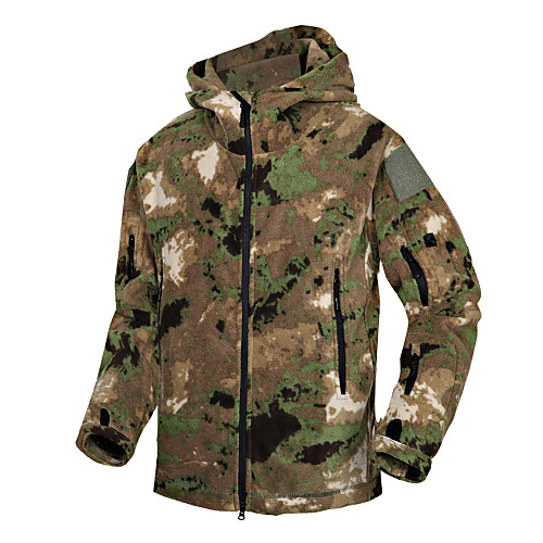 

Men's Hiking Fleece Jacket Outdoor Thermal Warm Waterproof Windproof Fleece Lining Fall Winter Spring Camo Coat Top Polyester Camping / Hiking Hunting Fishing Jungle camouflage Python Black Camouflage