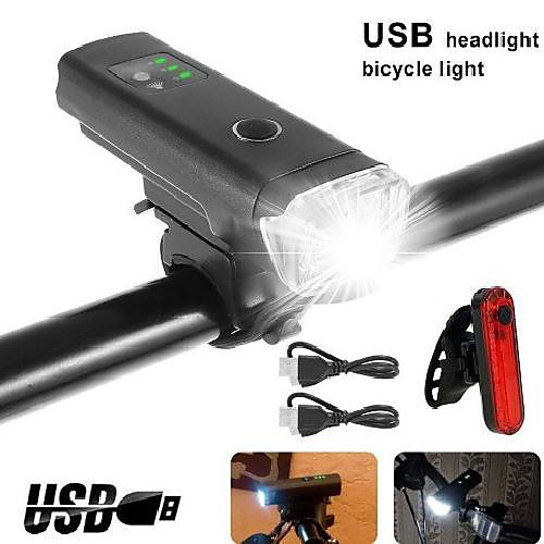 

led bicycle light rechargeable usb bicycle light set (german road traffic licensing regulation) approved front rear light ipx5 waterproof bicycle lights 2600 mah lithium battery, grey