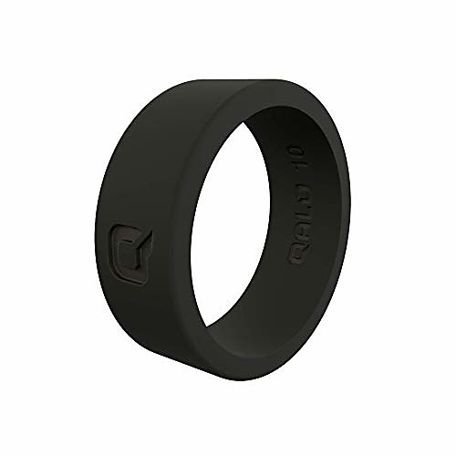 

men's basic flat silicone ring, black - size 13