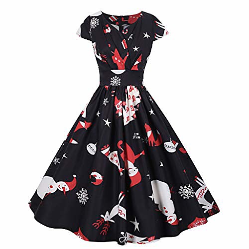 

christmas dress for girls xmas dresses for women casual summer autumn winter vintage (black-1, s)