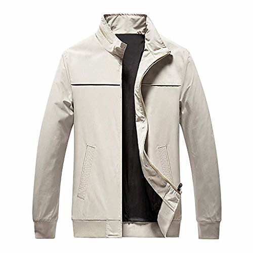 

casual men's autumn winter windbreaker jacket casual solid patchwork jacket full zipper outwear coat khaki