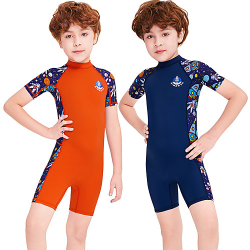 

Boys' Rash Guard Dive Skin Suit Diving Suit Breathable Quick Dry Short Sleeve Back Zip - Swimming Surfing Water Sports Patchwork Summer / Stretchy / Kid's