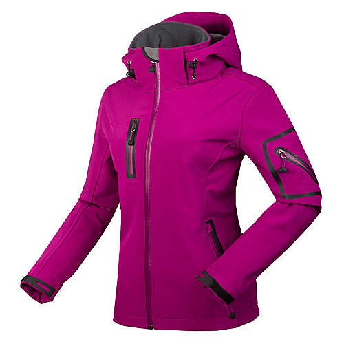 

Women's Hiking Softshell Jacket Hiking Jacket Winter Outdoor Solid Color Waterproof Windproof Breathable Rain Waterproof Jacket Winter Jacket Top Fleece Nylon Softshell Single Slider Ski / Snowboard