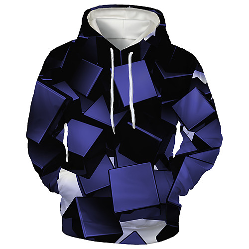 

Men's Pullover Hoodie Sweatshirt Graphic Abstract 3D Front Pocket Daily 3D Print 3D Print Casual Hoodies Sweatshirts Blue