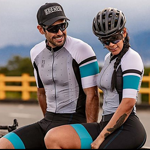 

Women's Men's Short Sleeve Cycling Jersey with Shorts Triathlon Tri Suit Grey Bike Quick Dry Sports Mountain Bike MTB Road Bike Cycling Clothing Apparel / Stretchy / Athletic