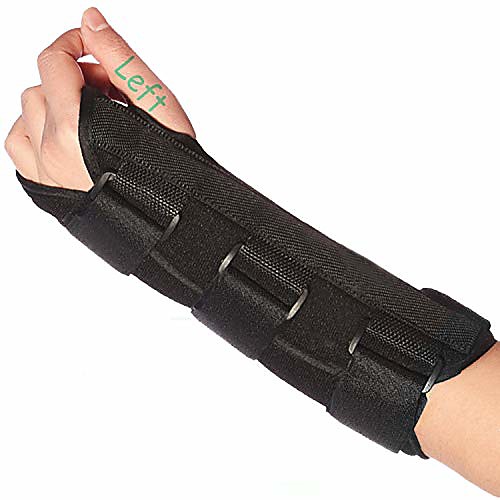 

wrist brace stabilizer support brace with aluminum splint for carpal tunnel arthritis, adjustable arm compression hand support for injuries, wrist pain, sprain, sports - single (left, large)