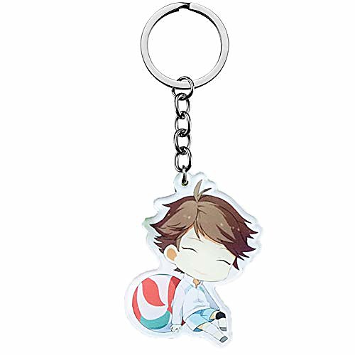 

haikyuu!!! volleyball junior anime peripheral schoolbag cute charm keychain circle pendant cartoon acrylic keychain(h04-5-6cm)