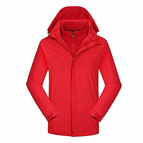 

coat man solid waterproof wild long sleeve warm winter tops(red,l)