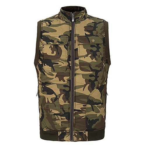 

Men's Hiking Vest / Gilet Outdoor Fleece Lining Breathable Warm Outdoor Fall Winter Spring Camo Top Cotton Camping / Hiking Hunting Fishing Camouflage