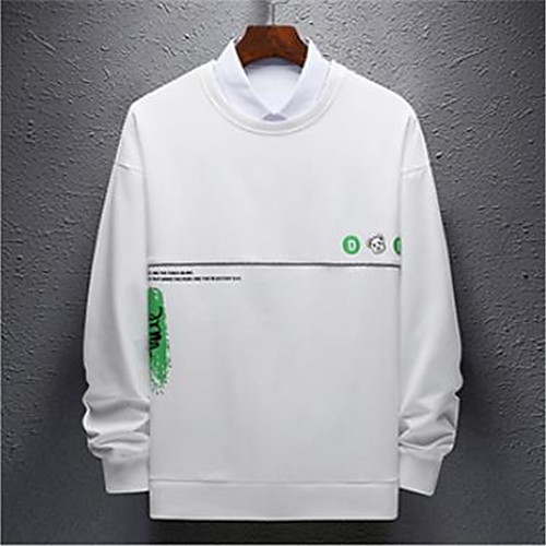 

Men's Pullover Sweatshirt Character Work Casual Hoodies Sweatshirts White Black Blue