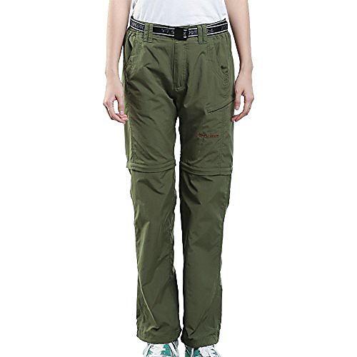 

women's outdoor quick dry convertible lightweight hiking fishing saturday trail zip off cargo work pant army green x-s