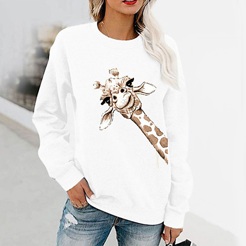 

Women's Pullover Sweatshirt Graphic Giraffe Daily Casual Hoodies Sweatshirts Loose White Black Blue