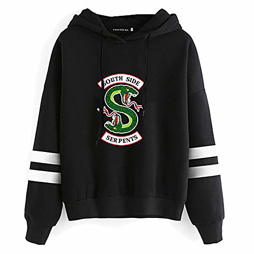 

women's riverdale southside serpents graphic hoodies striped long sleeve sweatshirt(l gray)
