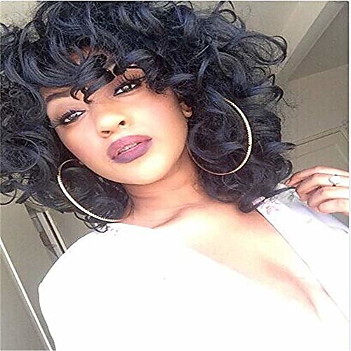

dumanfs fashion sexy black women wig full cover curly wig styling cool party cosplay wig curly wavy brazilian wigs