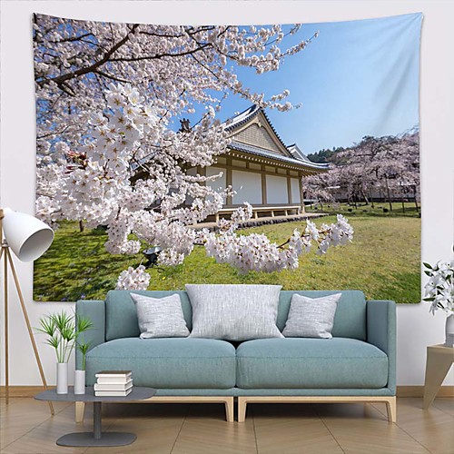 

Wall Tapestry Art Decor Blanket Curtain Picnic Tablecloth Hanging Home Bedroom Living Room Dorm Decoration Polyester Modern Cherry Blossom House
