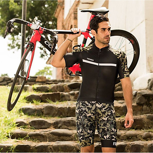 

Women's Men's Half Sleeve Cycling Jersey with Shorts Triathlon Tri Suit Black Bike Quick Dry Sports Mountain Bike MTB Road Bike Cycling Clothing Apparel / Stretchy / Athletic