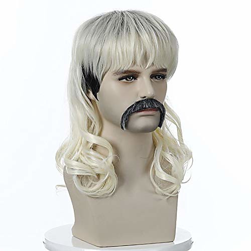 

tiger king costume set - joe exotic cosplay blonde wig halloween costume for cosplay party synthetic hair wig set