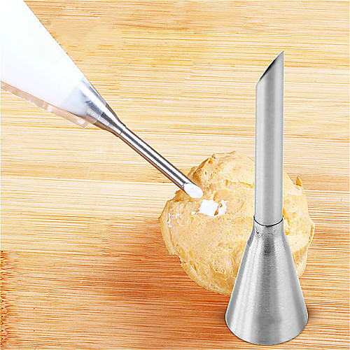 

2PCS Cream Icing Piping Nozzle Tip Stainless Steel Cupcake Puffs Injection Russian Syringe Puff Nozzle Tip Pastry Tool