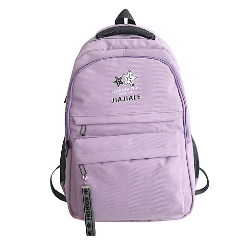 

Unisex Oxford Cloth School Bag Commuter Backpack Adjustable Large Capacity Zipper Solid Color School Daily Backpack Black Blue Purple Blushing Pink