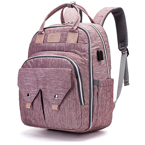 

Unisex Polyester Oxford Diaper Bag Commuter Backpack Large Capacity Zipper Geometric Pattern Daily Professioanl Use Backpack Black Grey Black Purple Dusty Rose Light Grey