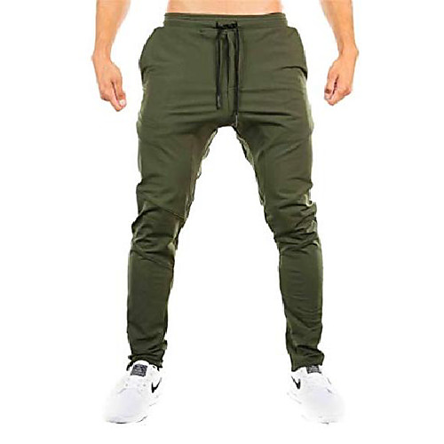 

men's gym jogger pants slim fit workout running sweatpants with zipper ankle (hs349-246 army green xl)