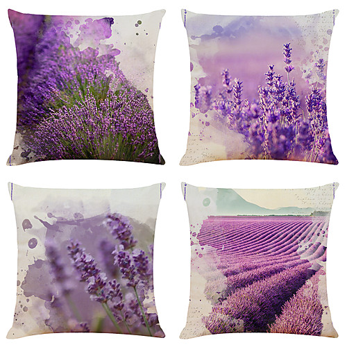 

Cushion Cover 4PC Linen Soft Decorative Square Throw Pillow Cover Cushion Case Pillowcase for Sofa Bedroom 45 x 45 cm (18 x 18 Inch) Superior Quality Mashine Washable