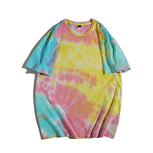 

Men's Tee / T-shirt Tie Dye Crew Neck Color Block Sport Athleisure T Shirt Top Short Sleeves Breathable Soft Comfortable Exercise & Fitness Everyday Use Casual Daily Outdoor