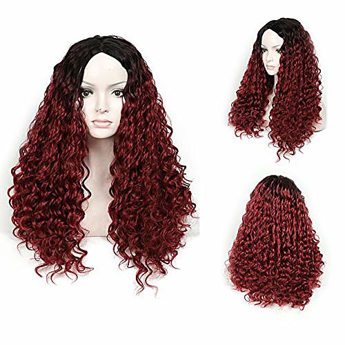 

synthetic curly wig for women synthetic wigs ombre color wig 18 inches t1b/burgundy color