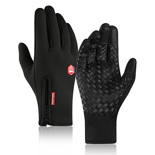 

Winter Bike Gloves / Cycling Gloves Touch Gloves Anti-Slip Waterproof Windproof Warm Full Finger Gloves Sports Gloves Fleece Black Grey for Adults' Outdoor Exercise Cycling / Bike
