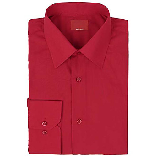 

red label men's slim stretch muscle fit long sleeve solid dress shirt (red, m)