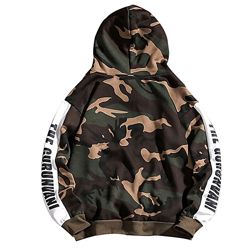 

Men's Hoodie Outdoor Thermal Warm Breathable Warm Outdoor Fall Spring Camo Coat Top Cotton Camping / Hiking Hunting Fishing Dark Green Green