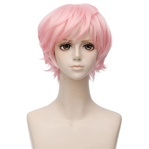 

Synthetic Wig Toupees Straight Pixie Cut Pink Short Hair Cosplay Wig Oblique Bangs Curly Wig Synthetic Hair 8 inch Men's Simple Classic Synthetic Brown Wigs