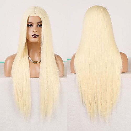 

Cosplay Costume Wig Synthetic Wig Straight Natural Straight Middle Part Wig Royal Blue Synthetic Hair Women's Odor Free Fashionable Design Soft Blue