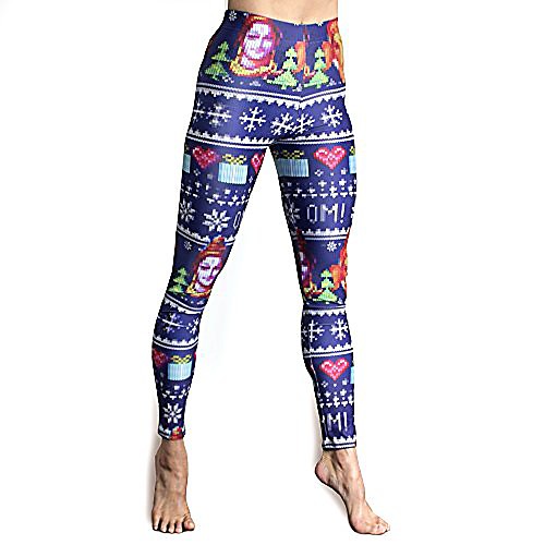 

coexist festivus ugly christmas sweater blue yoga pants (small)